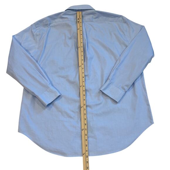 Lauren Ralph Lauren Dress Shirt Mens 18 Blue Classic Fit Stretch Long Sleeve - Picture 7 of 9